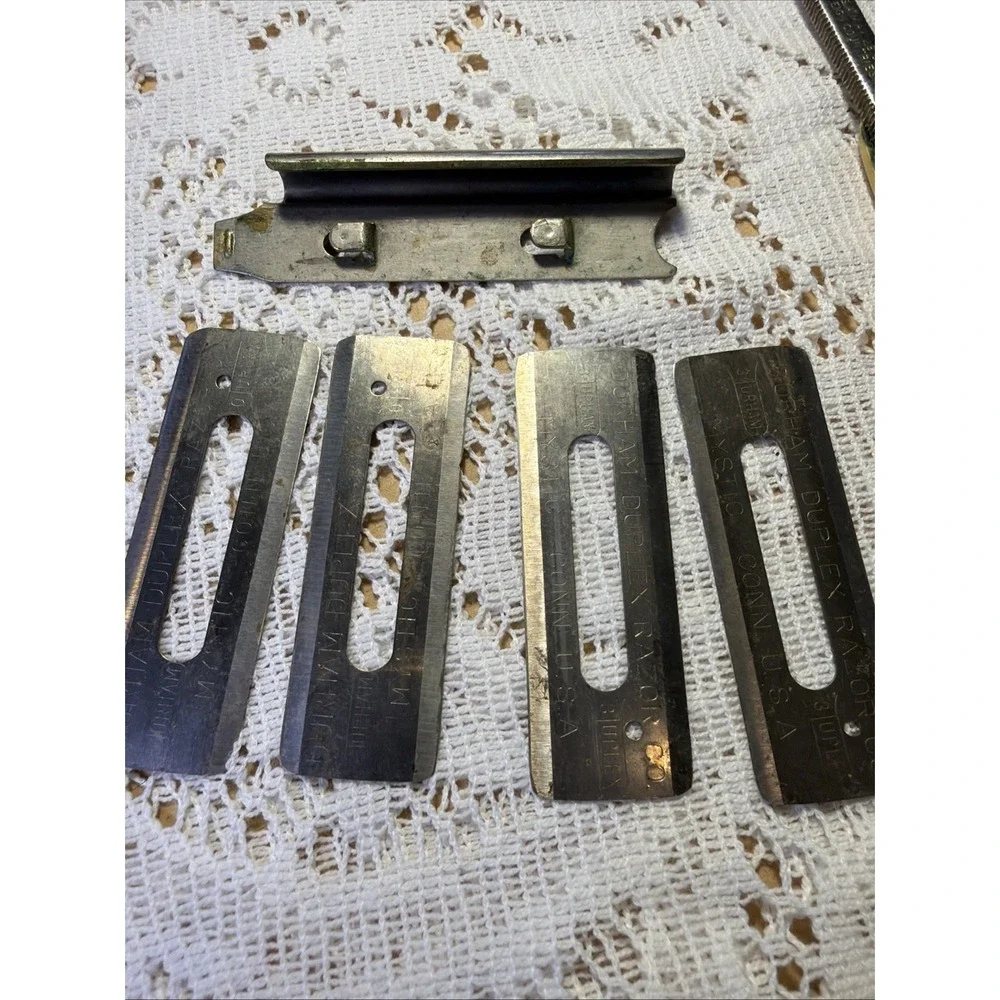 VINTAGE Durham Straight Shaver, 4 Xtra Blades Real Ebony Tool Early 1900's.